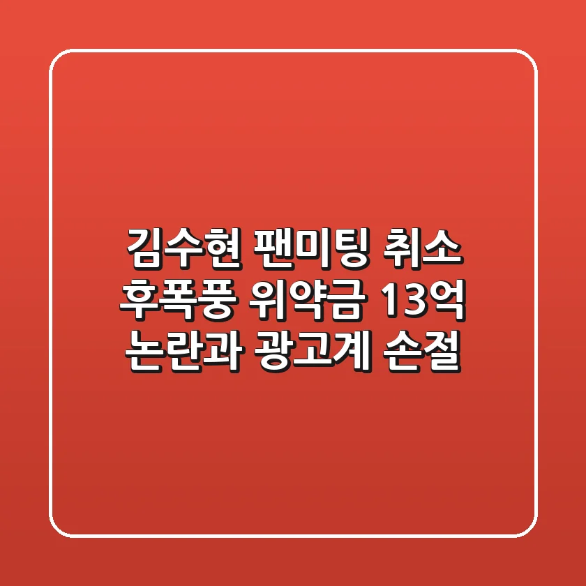 김수현 팬미팅 취소 후폭풍 위약금 13억 논란과 광고계 손절