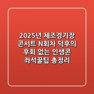 2025년 체조경기장 콘서트, N회차 덕후의 후회 없는 '인생콘' 좌석&꿀팁 총정리