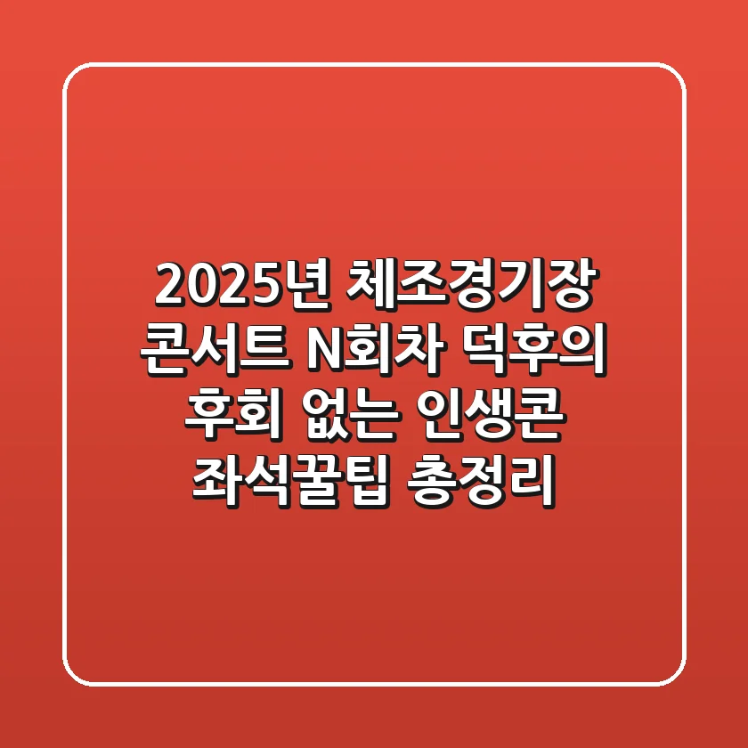 2025년 체조경기장 콘서트, N회차 덕후의 후회 없는 '인생콘' 좌석&꿀팁 총정리