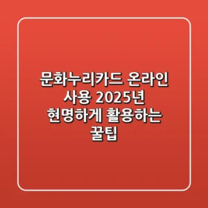 문화누리카드 온라인 사용, 2025년 현명하게 활용하는 꿀팁
