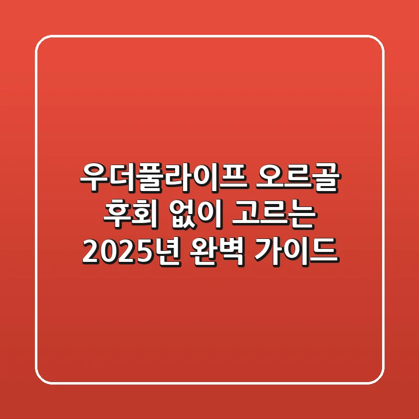 우더풀라이프 오르골, 후회 없이 고르는 2025년 완벽 가이드