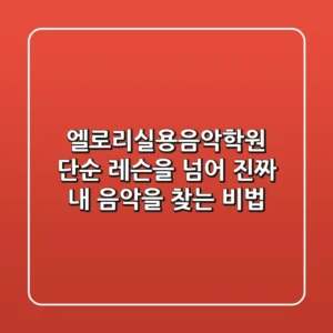 엘로리실용음악학원, 단순 레슨을 넘어 '진짜 내 음악'을 찾는 비법