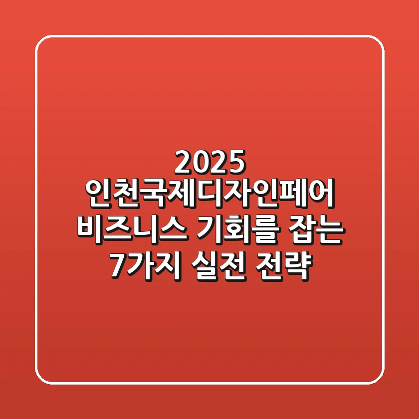 2025 인천국제디자인페어: 비즈니스 기회를 잡는 7가지 실전 전략