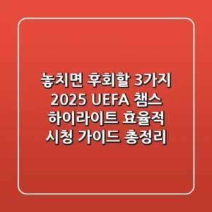 “놓치면 후회할 3가지”, 2025 UEFA 챔스 하이라이트 효율적 시청 가이드 총정리
