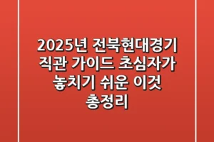 “2025년 전북현대경기 직관 가이드”, 초심자가 놓치기 쉬운 ‘이것’ 총정리