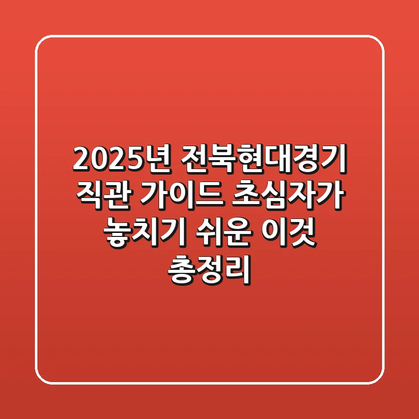 "2025년 전북현대경기 직관 가이드", 초심자가 놓치기 쉬운 '이것' 총정리