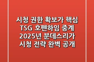 “시청 권한 확보가 핵심”, TSG 호펜하임 중계 2025년 분데스리가 시청 전략 완벽 공개