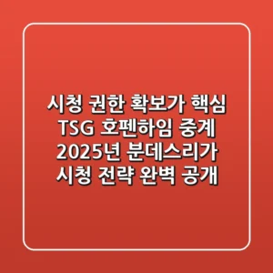 "시청 권한 확보가 핵심", TSG 호펜하임 중계 2025년 분데스리가 시청 전략 완벽 공개