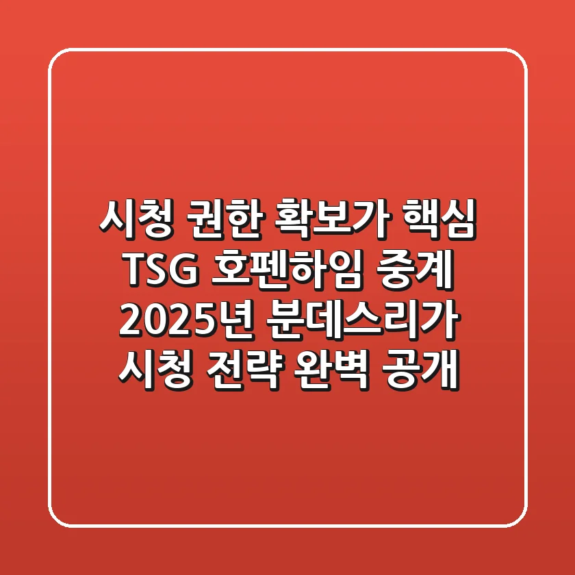 "시청 권한 확보가 핵심", TSG 호펜하임 중계 2025년 분데스리가 시청 전략 완벽 공개