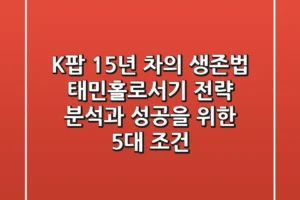 “K팝 15년 차의 생존법”, 태민홀로서기 전략 분석과 성공을 위한 5대 조건