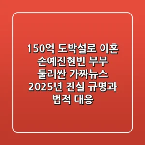 "150억 도박설로 이혼?" 손예진♥현빈 부부 둘러싼 가짜뉴스, 2025년 진실 규명과 법적 대응