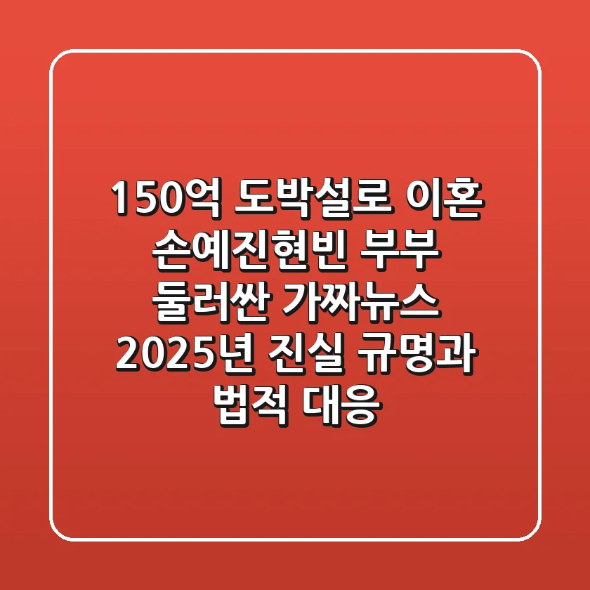 "150억 도박설로 이혼?" 손예진♥현빈 부부 둘러싼 가짜뉴스, 2025년 진실 규명과 법적 대응