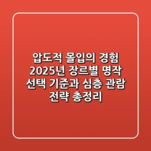 "압도적 몰입의 경험", 2025년 장르별 명작 선택 기준과 심층 관람 전략 총정리