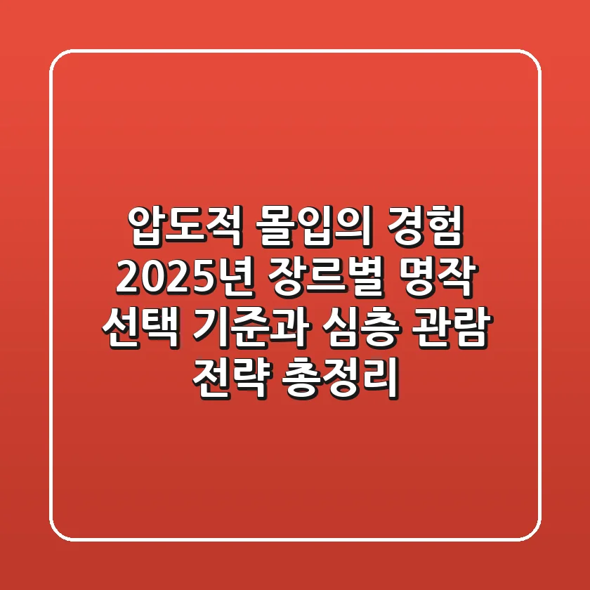 "압도적 몰입의 경험", 2025년 장르별 명작 선택 기준과 심층 관람 전략 총정리