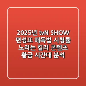 "2025년 tvN SHOW 편성표 해독법", 시청률 노리는 '킬러 콘텐츠' 황금 시간대 분석