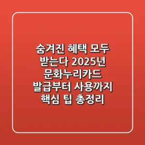 "숨겨진 혜택 모두 받는다", 2025년 문화누리카드 발급부터 사용까지 핵심 팁 총정리