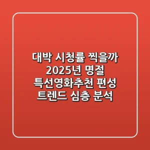 "대박 시청률 찍을까?", 2025년 명절 **특선영화추천** 편성 트렌드 심층 분석