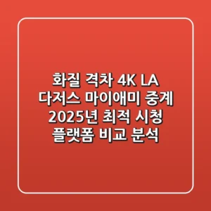 "화질 격차 4K?", LA 다저스 마이애미 중계, 2025년 최적 시청 플랫폼 비교 분석