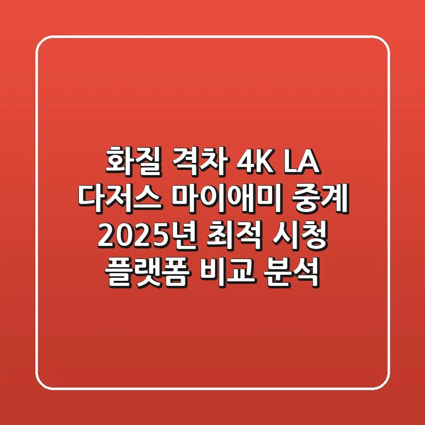 "화질 격차 4K?", LA 다저스 마이애미 중계, 2025년 최적 시청 플랫폼 비교 분석