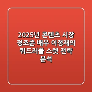 "2025년 콘텐츠 시장 정조준", 배우 이정재의 쿼드러플 스렛 전략 분석