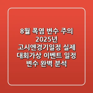 "8월 폭염 변수 주의", 2025년 고시엔경기일정, 실제 대회·가상 이벤트 일정 변수 완벽 분석