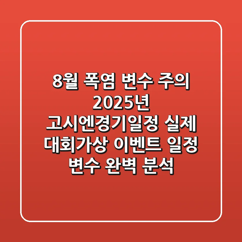 "8월 폭염 변수 주의", 2025년 고시엔경기일정, 실제 대회·가상 이벤트 일정 변수 완벽 분석